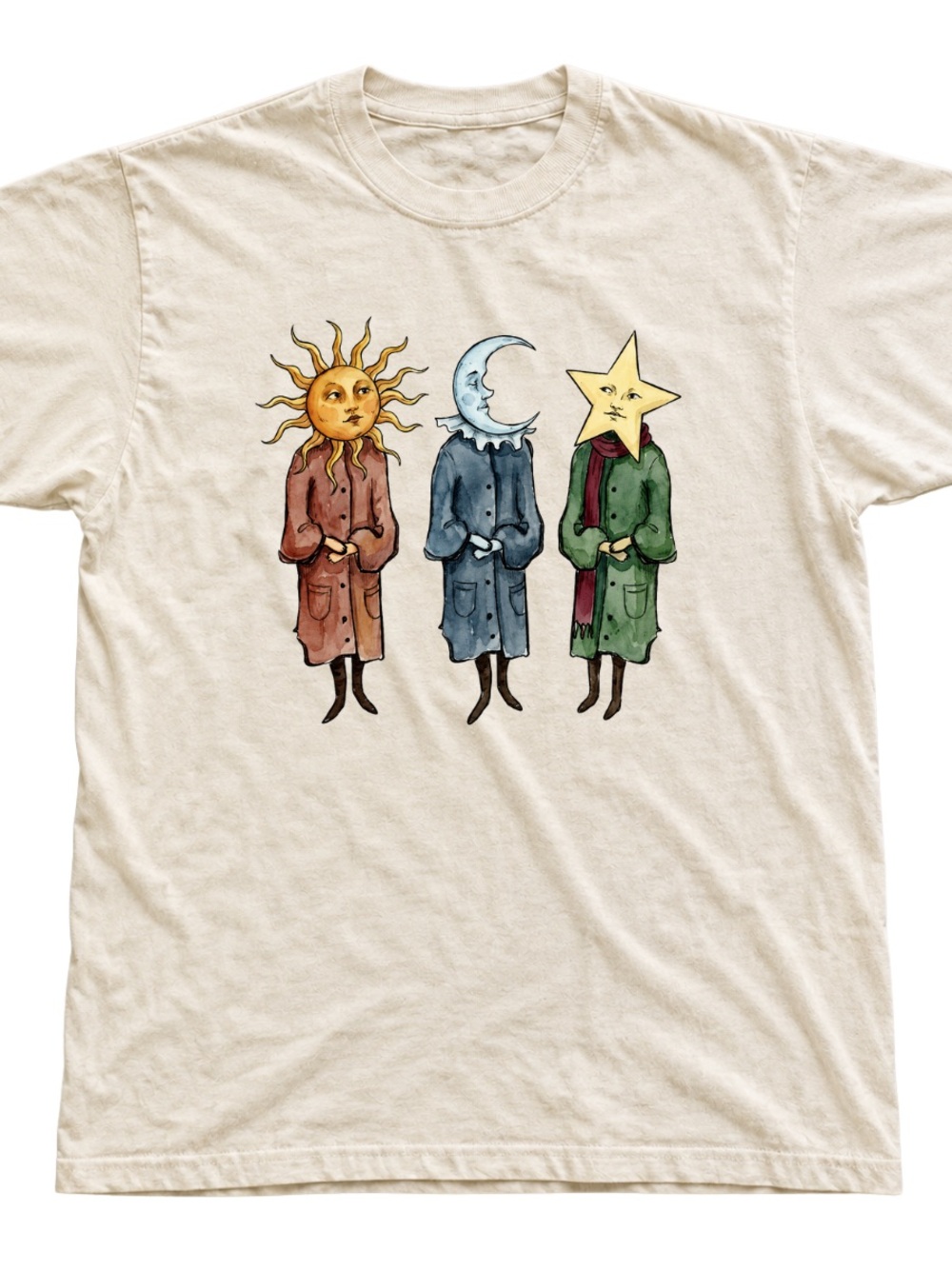 Gildan Off White Tee with Sun Moon Star Trio Graphic